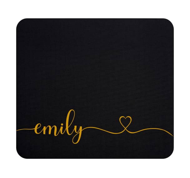 Custom Mouse Pad with Name & Heart - Black